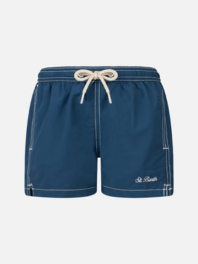 Boy navy blue mid-length swim shorts Patmos Jr - MC2 Saint Barth