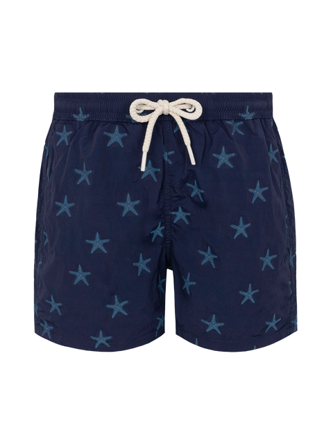 Patmos Jr mid-length swim shorts with seastar jacquard - MC2 Saint Barth