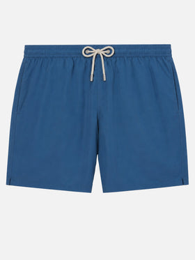 Short de bain mi-long vintage bleu poussiéreux Patmos Used 