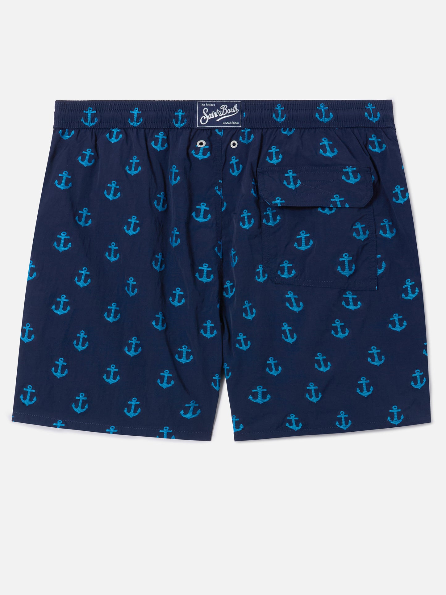 Costume mare Patmos blu con stampa ancore all-over