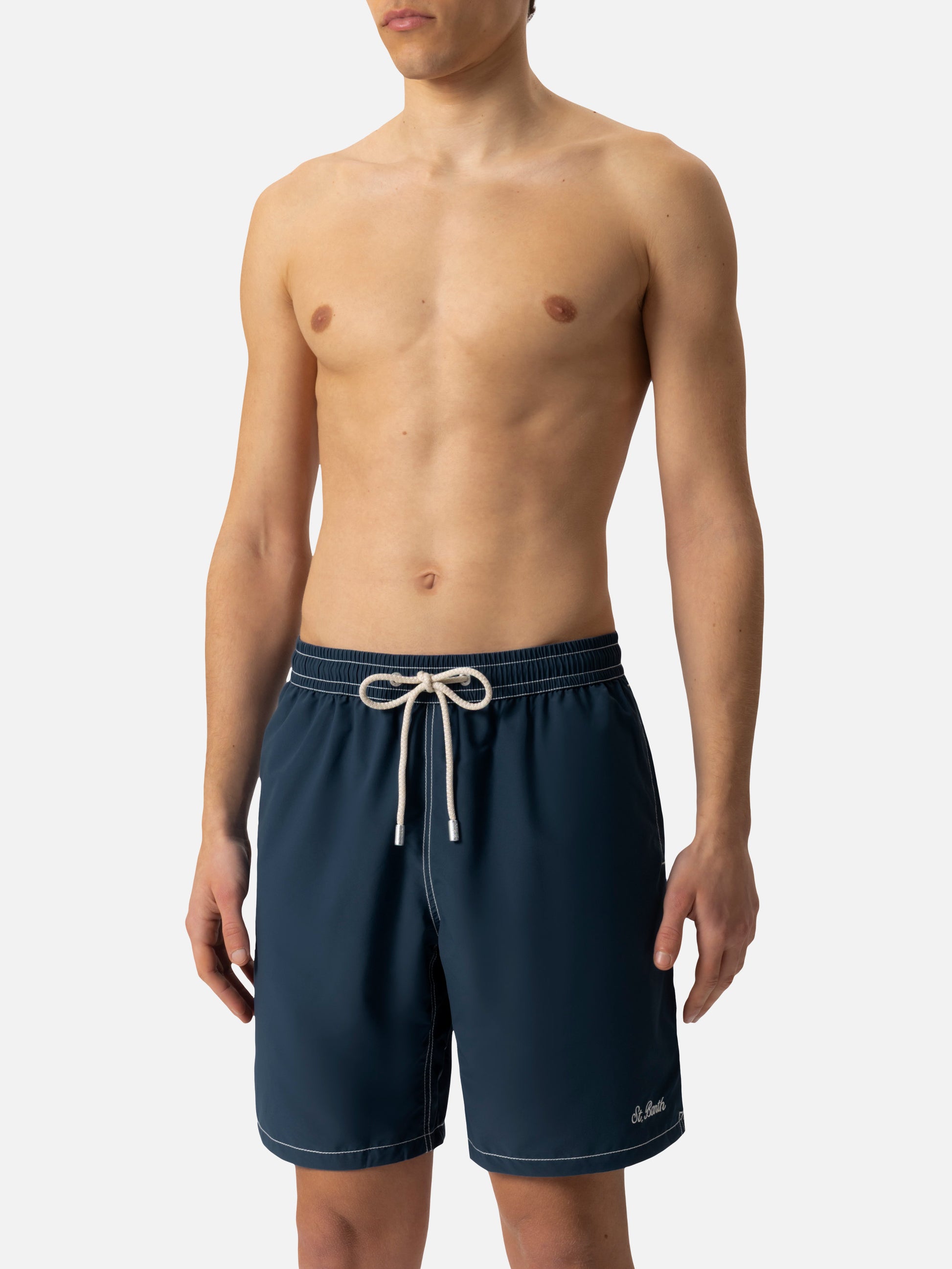 Navy blue long swim shorts Patmos - MC2 Saint Barth
