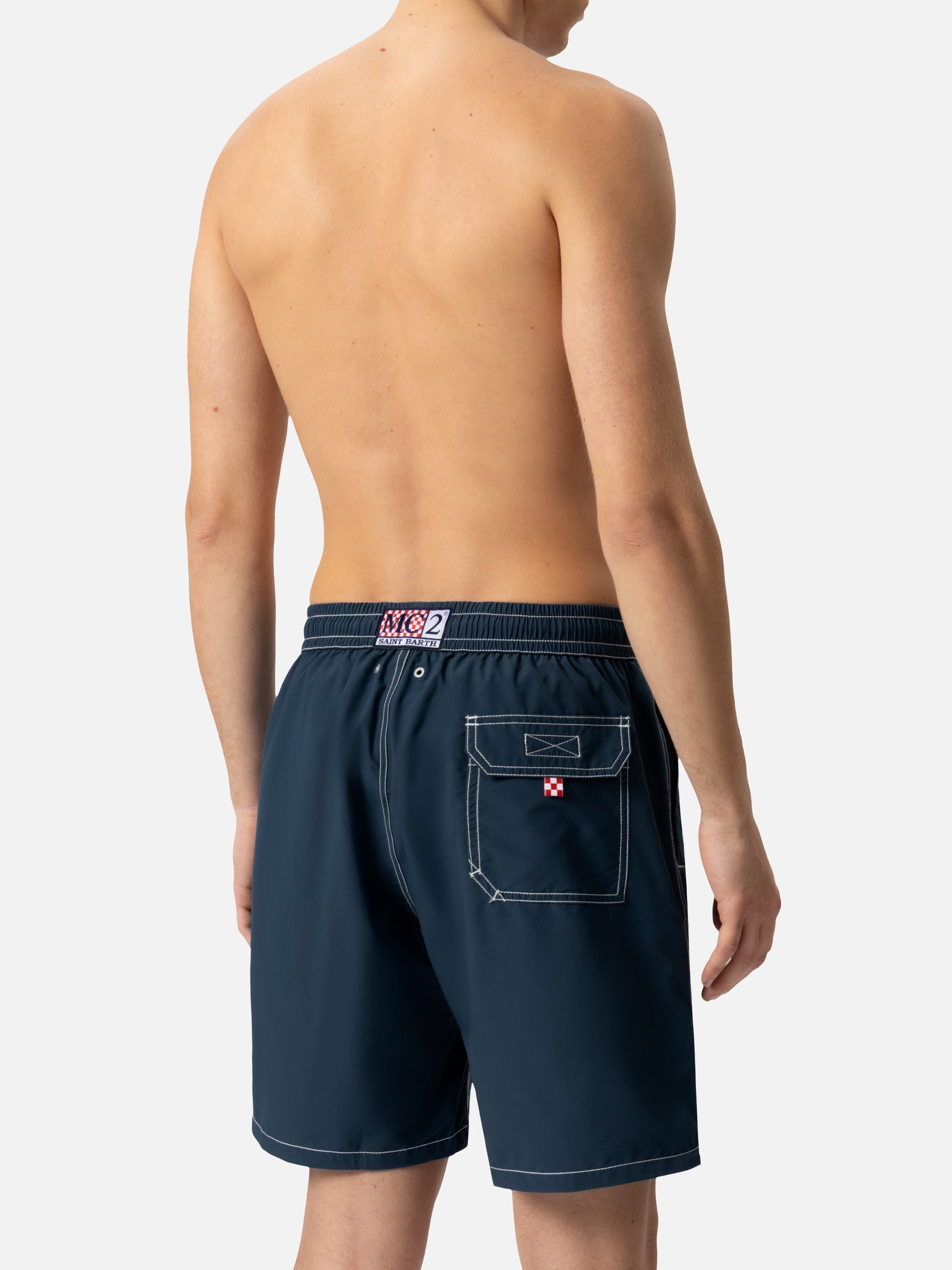 Navy blue long swim shorts Patmos - MC2 Saint Barth