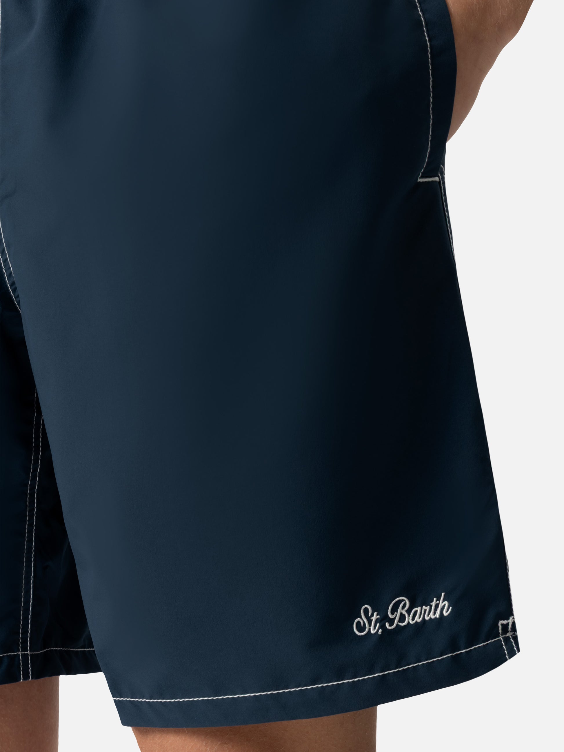 Navy blue long swim shorts Patmos - MC2 Saint Barth
