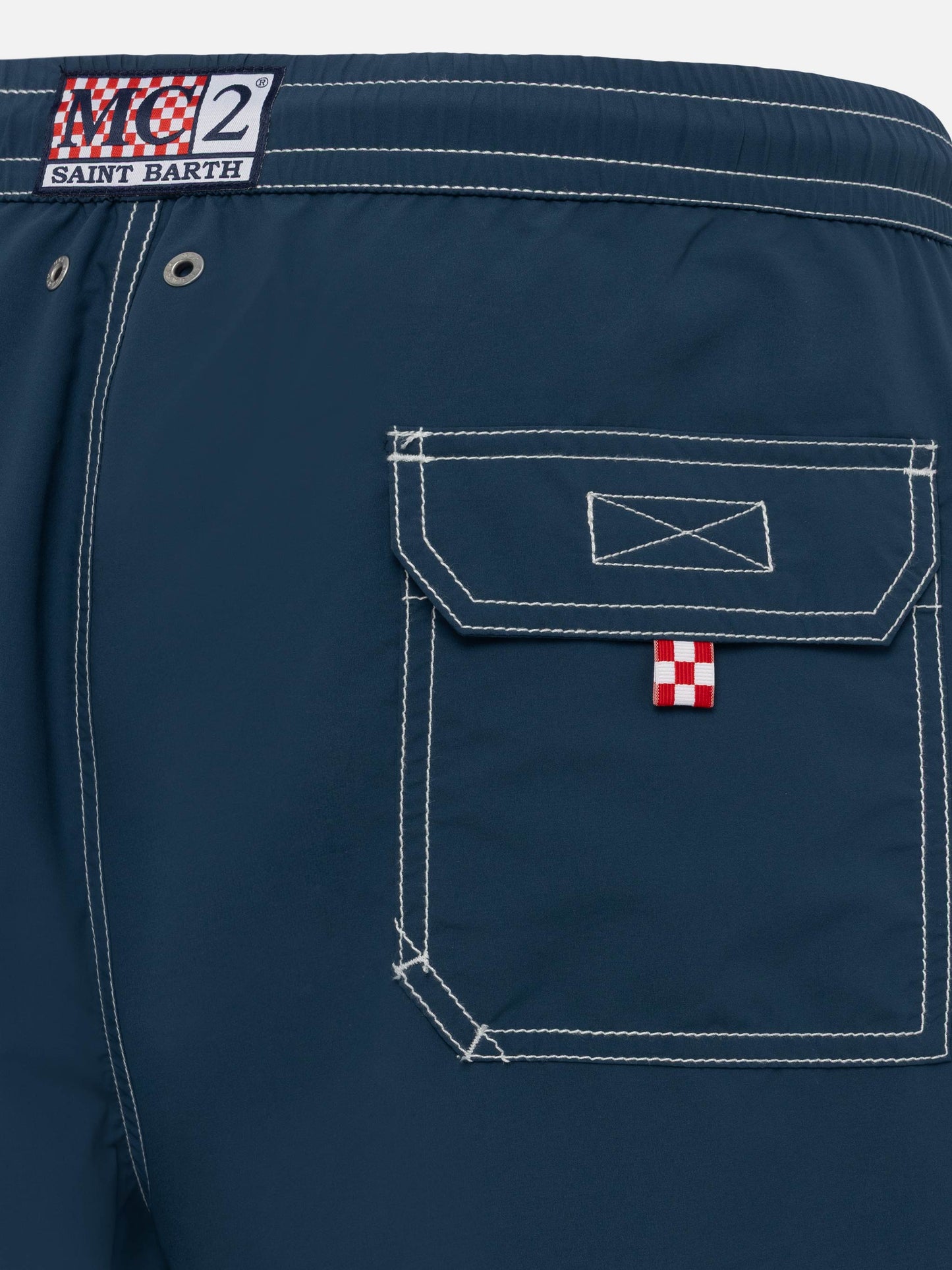 Navy blue long swim shorts Patmos - MC2 Saint Barth