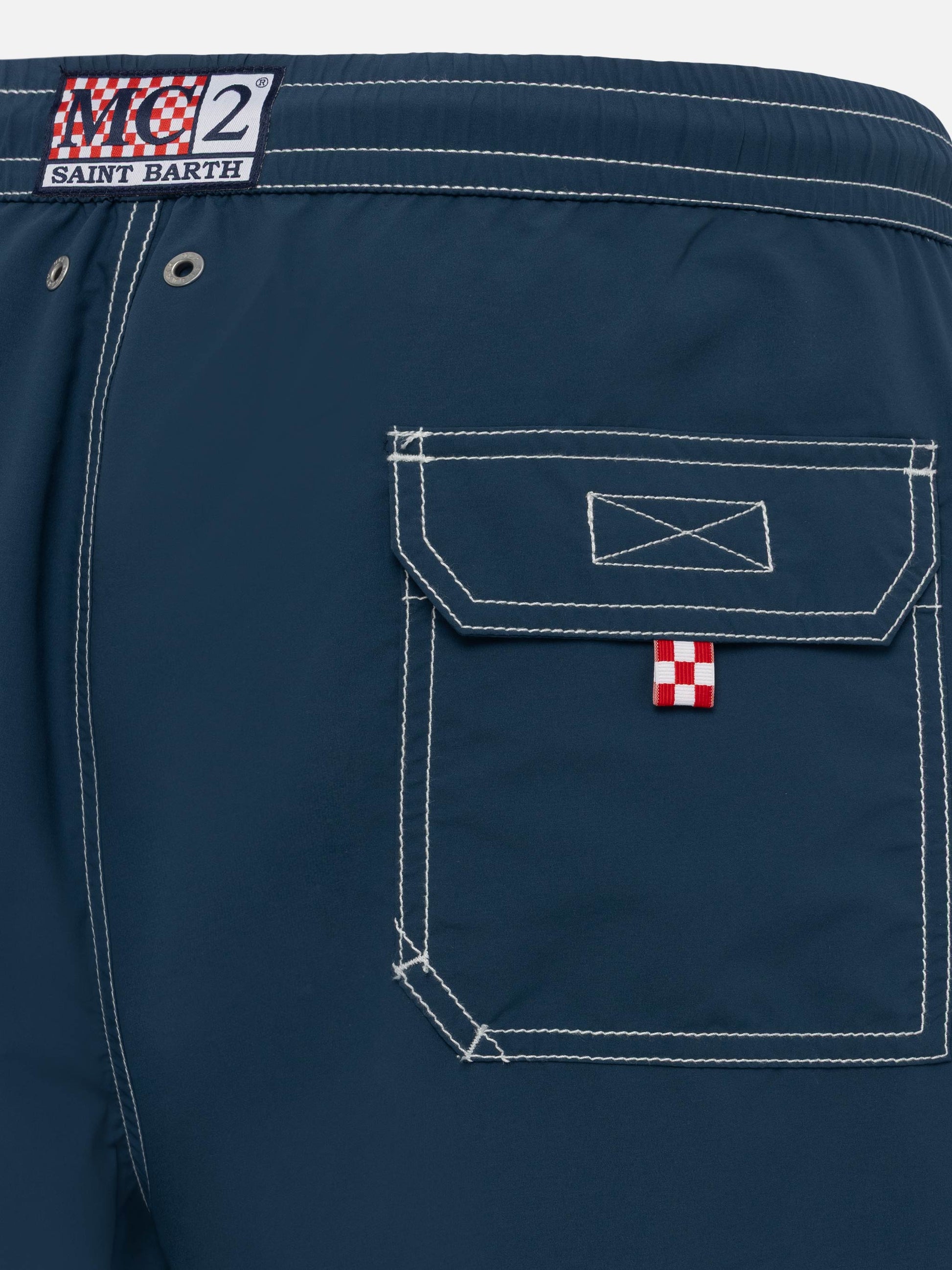 Navy blue long swim shorts Patmos - MC2 Saint Barth