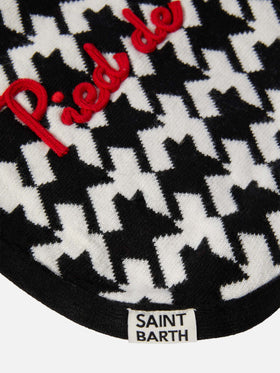 Hundepullover mit Pied-de-Chien-Stickerei