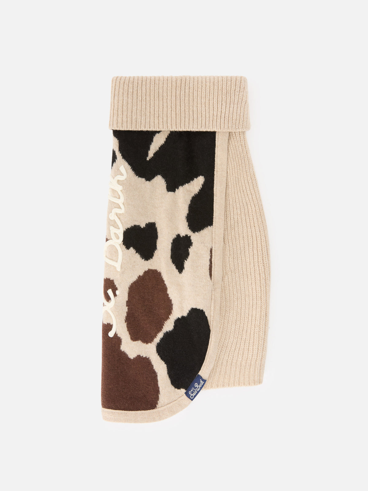 Suéter para perro Pulldoger con estampado de vaca y bordado del logotipo 