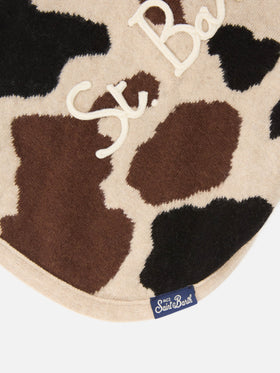 Suéter para perro Pulldoger con estampado de vaca y bordado del logotipo 