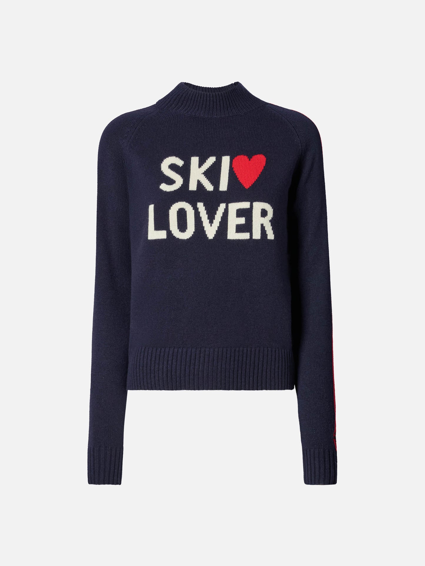Lupetto Peak in misto cashmere blu con jacquard Ski Lover