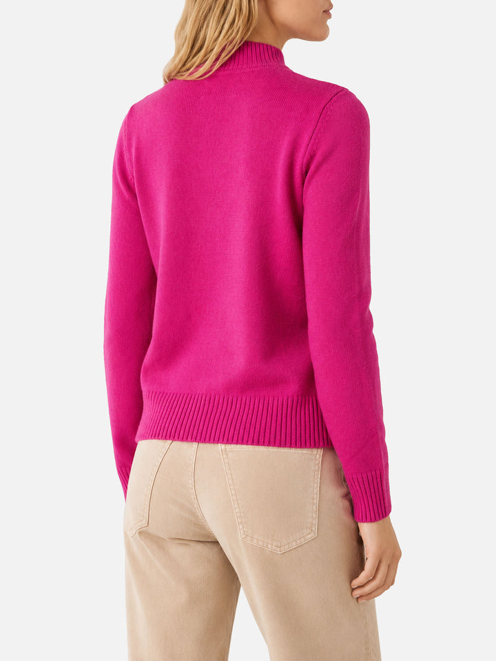 Fuchsia Peak sweater with Cortina print