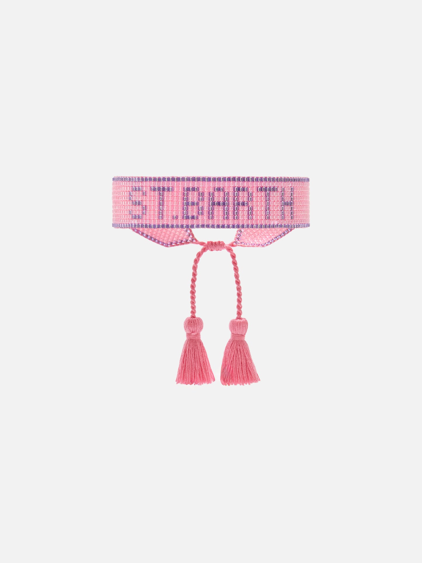 Bracciale in tessuto con lettering St. Barth in perline rosa e viola