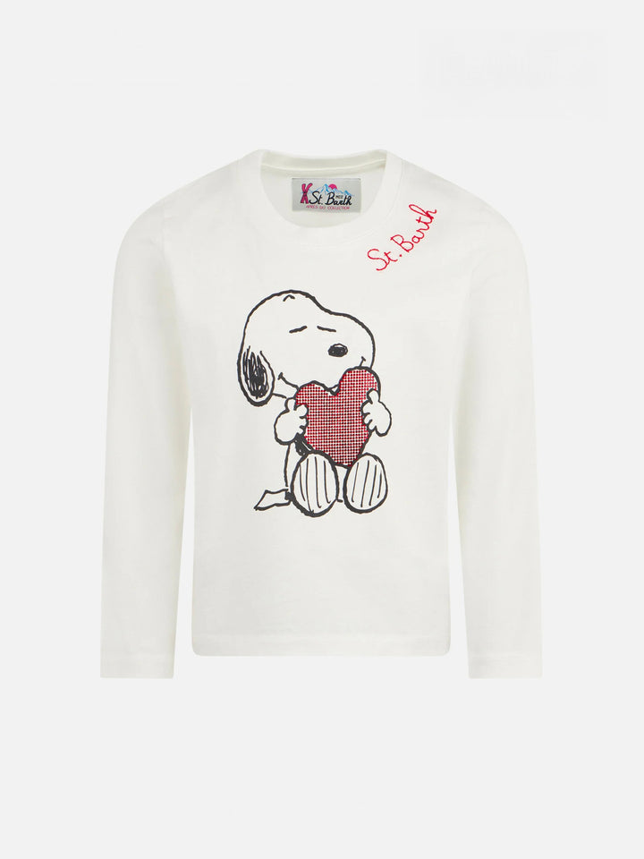 T-shirt da bambina in cotone pesante con stampa Snoopy in strass | EDIZIONE SPECIALE SNOOPY PEANUTS™