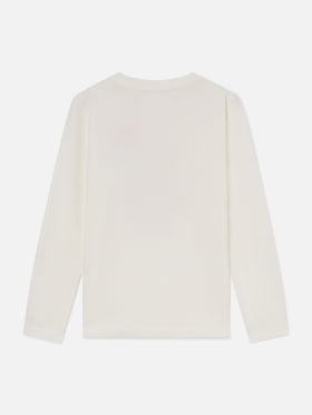 T-shirt manches longues White Penny en coton biologique avec imprimé ours en peluche 
