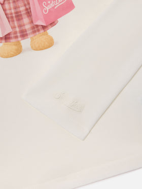 T-shirt manches longues White Penny en coton biologique avec imprimé ours en peluche 