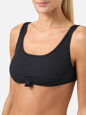 Black ribbed bralette bikini Petra Yali with front knot
