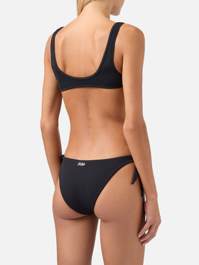 Black ribbed bralette bikini Petra Yali with front knot