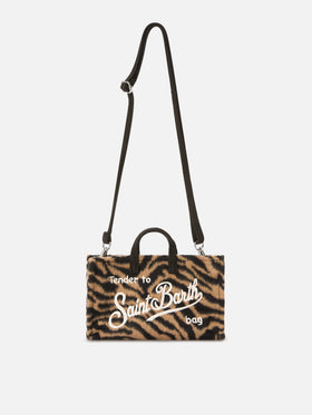 Phone Bag in felt with zebra print