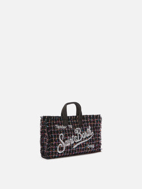 Mini-Handytasche aus schwarzem Lurex-Tweed