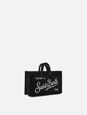 Black Phone Bag in velvet with logo embroidery