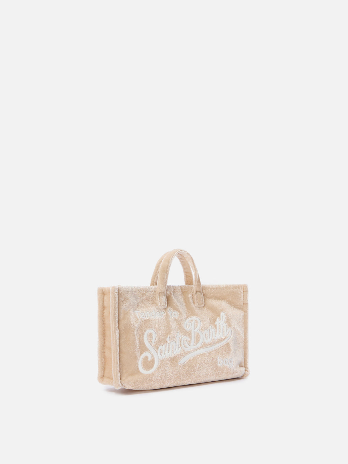 Beige Phone Bag aus Samt mit Logostickerei 