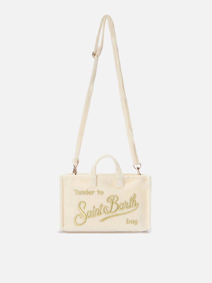 Off white Handytasche aus Samt mit Logostickerei 