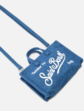 Micro Phone denim bag with contrasting logo