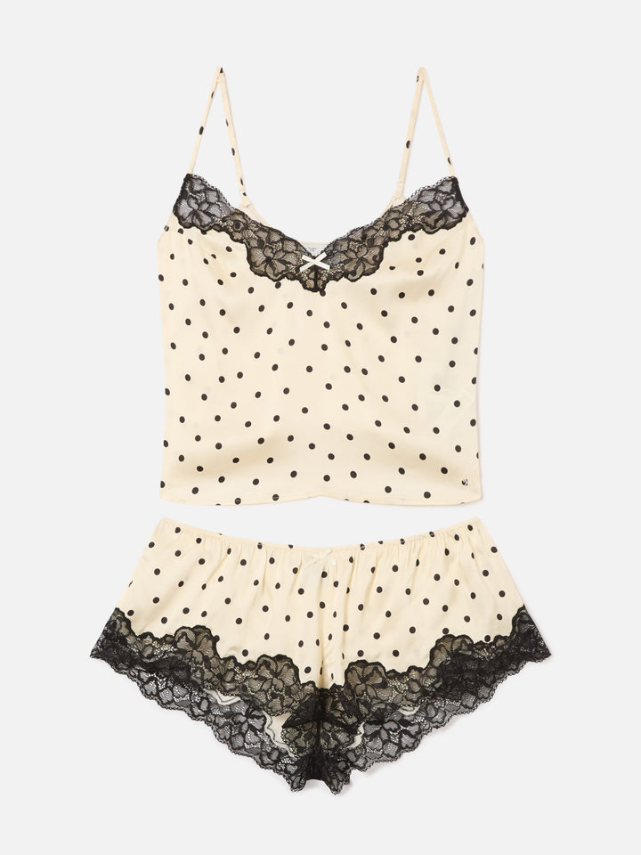 Off white Pilar top and shorts set with polka dots and lace