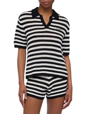 Pixie black striped knit polo - MC2 Saint Barth