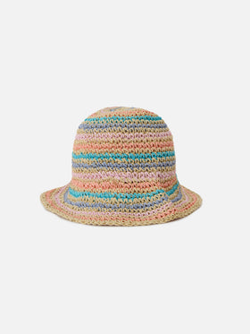 Polly bucket hat with multicolor stripes and embroidered logo