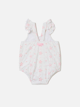 Costume intero Pinkie in sangallo ricamato rosa