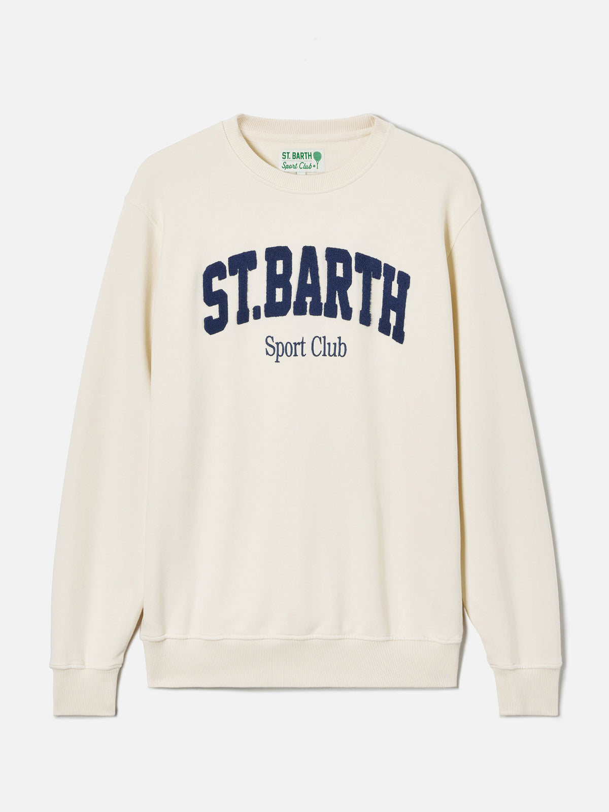 Cream Ponza cotton sweatshirt with Sport Club raised terry-effect logo