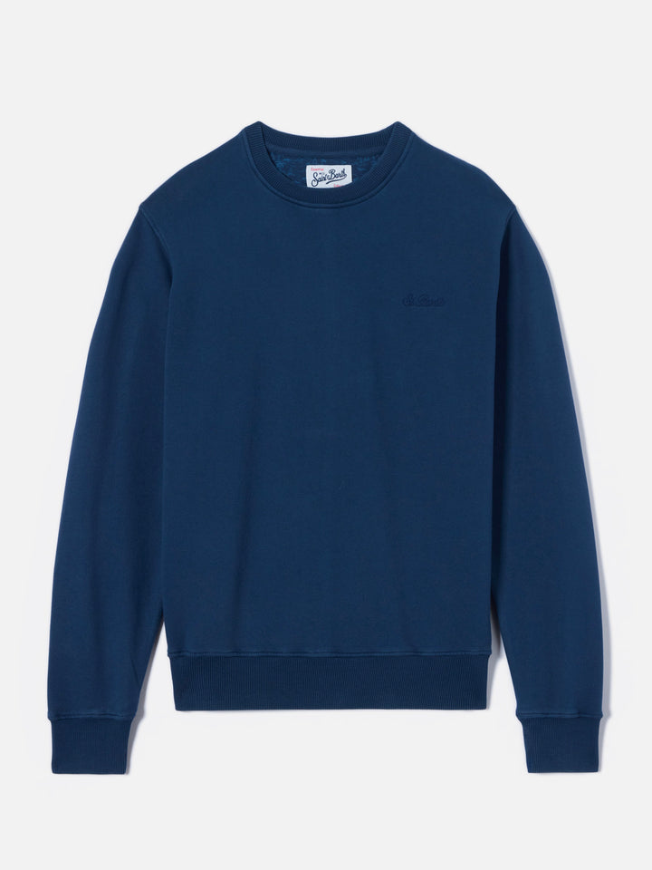Navy blue Ponza sweatshirt in cotton with St. Barth embroidery