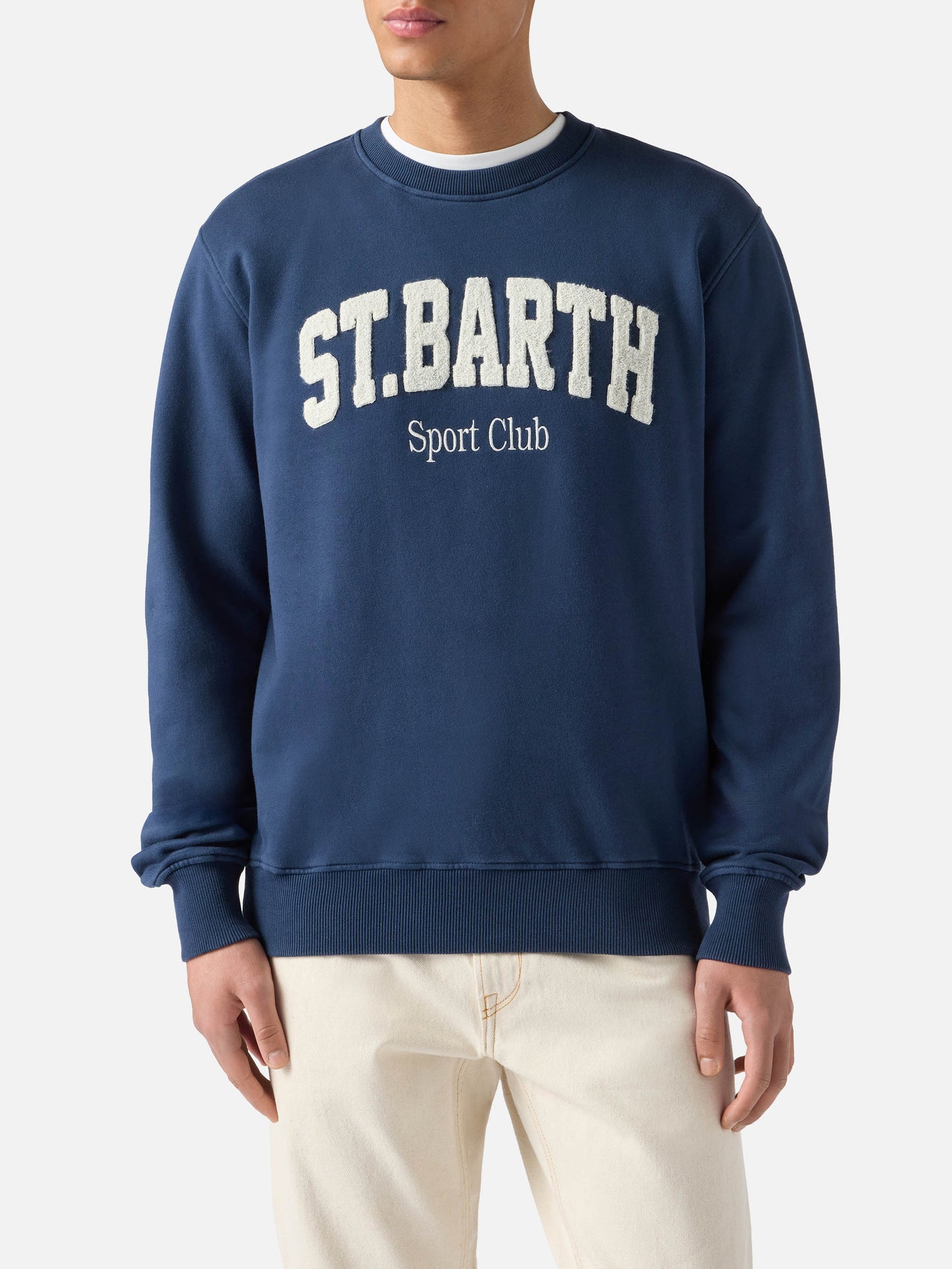 Sudadera Ponza de algodón azul marino con logo Sport Club en relieve efecto rizo 