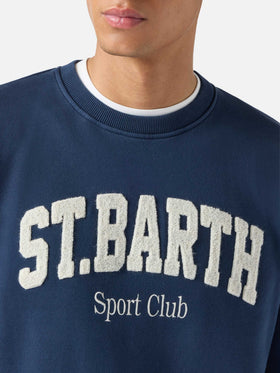 Sudadera Ponza de algodón azul marino con logo Sport Club en relieve efecto rizo 