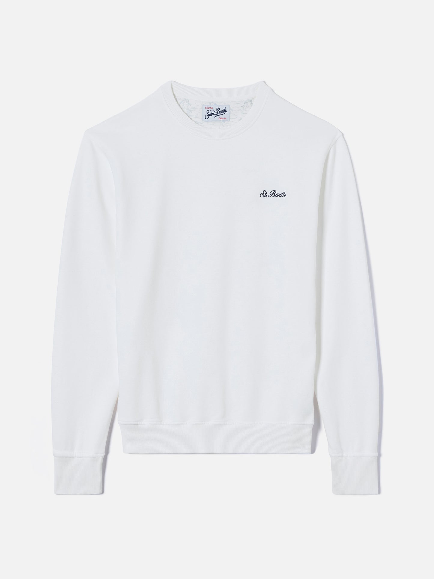 Sudadera Ponza blanca con bordado St. Barth en contraste 