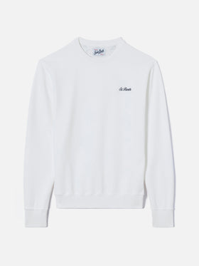 Sudadera Ponza blanca con bordado St. Barth en contraste 