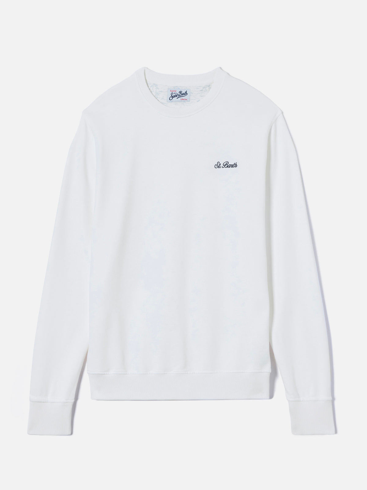 Sweat-shirt Ponza blanc avec broderie St. Barth contrastante 