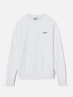 Sweat-shirt Ponza blanc avec broderie St. Barth contrastante 