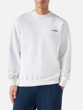 Sudadera Ponza blanca con bordado St. Barth en contraste 