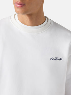 Sudadera Ponza blanca con bordado St. Barth en contraste 