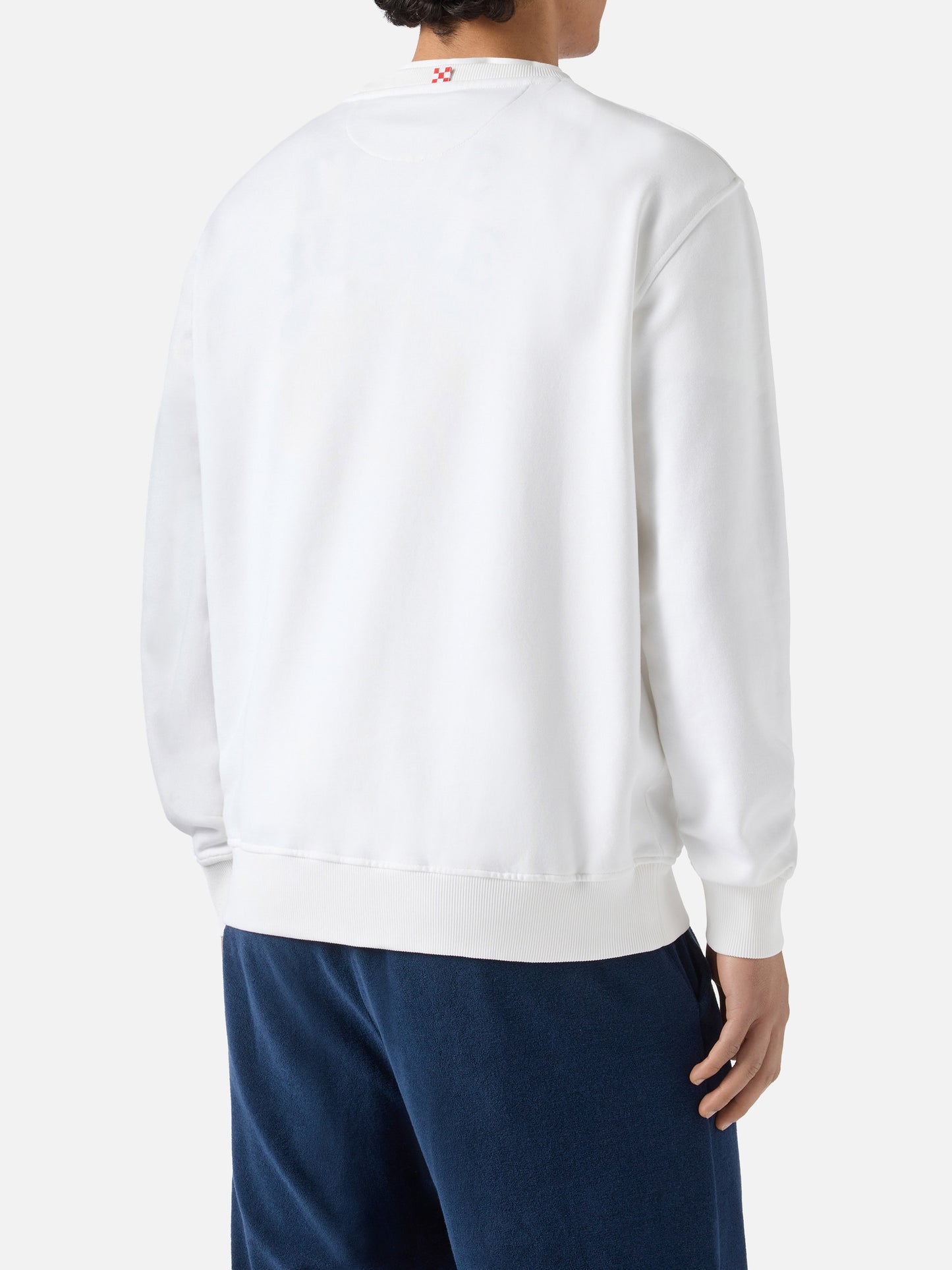 Sudadera Ponza blanca con bordado St. Barth en contraste 