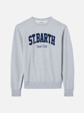 Sudadera de algodón gris Ponza con logo Sport Club en relieve con efecto rizo 
