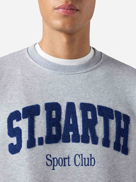 Sudadera de algodón gris Ponza con logo Sport Club en relieve con efecto rizo 