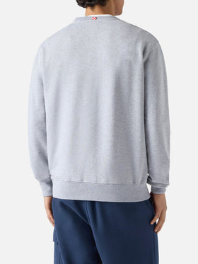 Sudadera de algodón gris Ponza con logo Sport Club en relieve con efecto rizo 