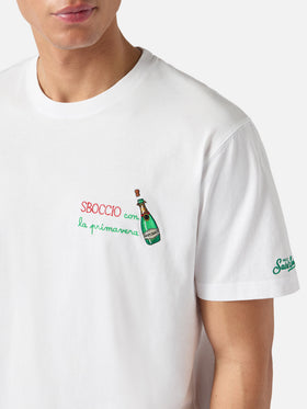White Portofino T-shirt with Sboccio Con La Primavera embroidery