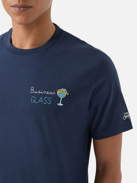 Blue Portofino T-shirt with Business Glass embroidery