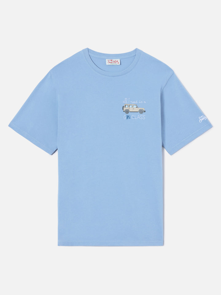 Dusty light blue Portofino T-shirt with All I Need Is A G-in Class embroidery
