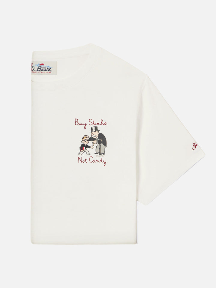 Off-White T-Shirt aus Arnott Baumwolle mit Stickerei Buy Stocks Not Toys | Special edition 