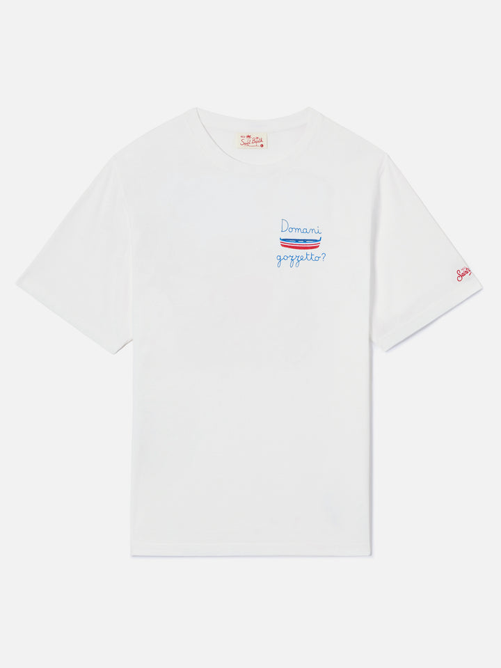 White Portofino T-shirt with Domani Gozzetto? embroidery