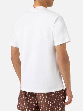 T-shirt Portofino blanc avec broderie Coffee Habitué | Édition spéciale 